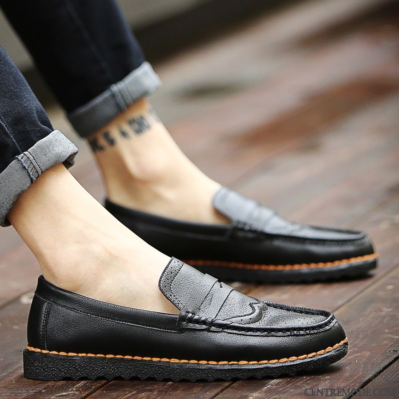 Mocassins Homme Slip-on Décontractée Tendance Chaussures En Cuir Flâneurs Angleterre