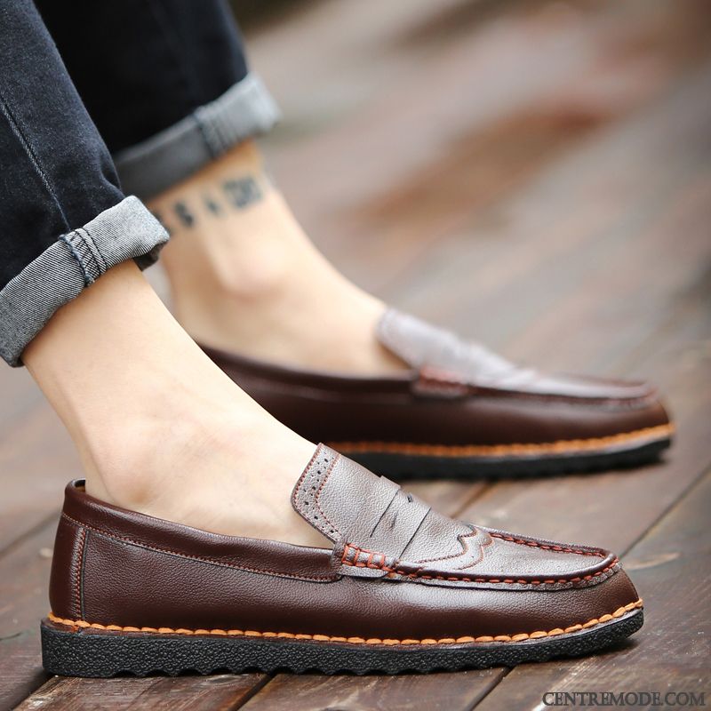 Mocassins Homme Slip-on Décontractée Tendance Chaussures En Cuir Flâneurs Angleterre