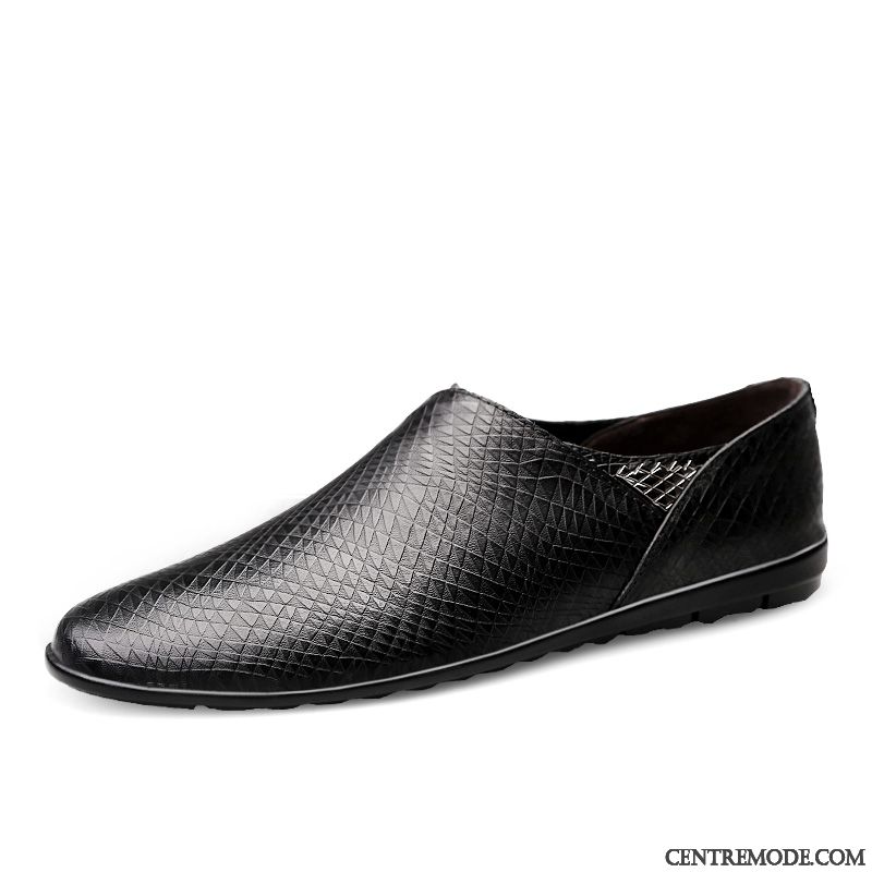 Mocassins Homme Tendance Cuir Véritable Décontractée Tous Les Assortis Slip-on Flâneurs Noir