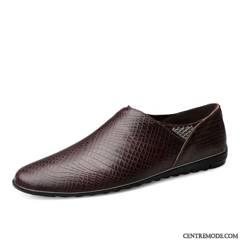 Mocassins Homme Tendance Cuir Véritable Décontractée Tous Les Assortis Slip-on Flâneurs Noir