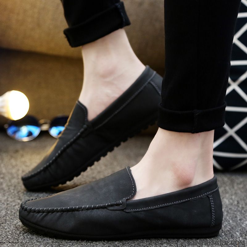 Mocassins Homme Tendance Décontractée Été Chaussures En Cuir Noir