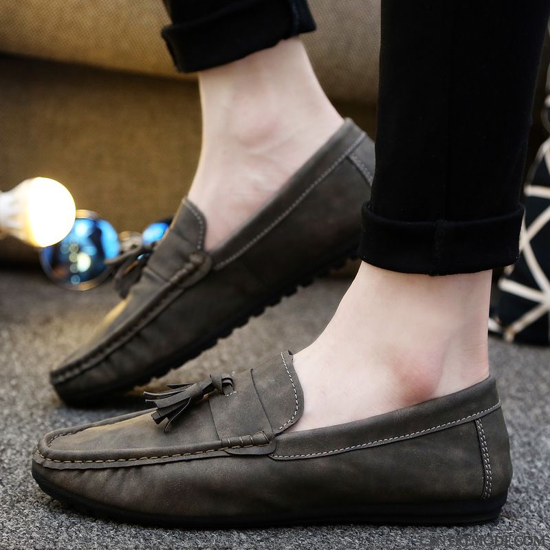 Mocassins Homme Tendance Décontractée Été Chaussures En Cuir Noir