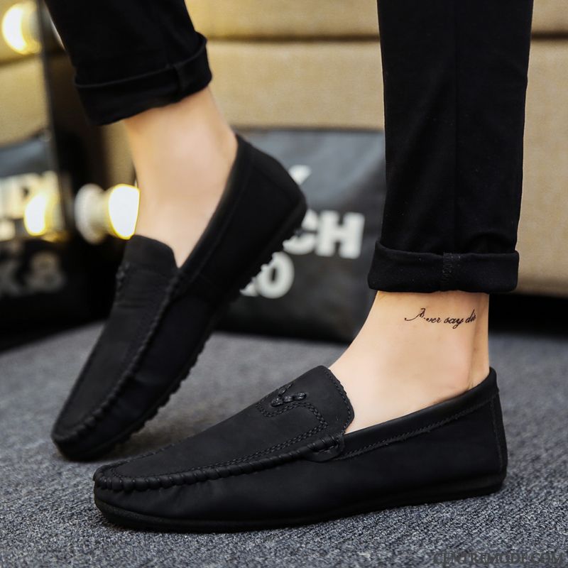 Mocassins Homme Tendance Décontractée Été Chaussures En Cuir Noir