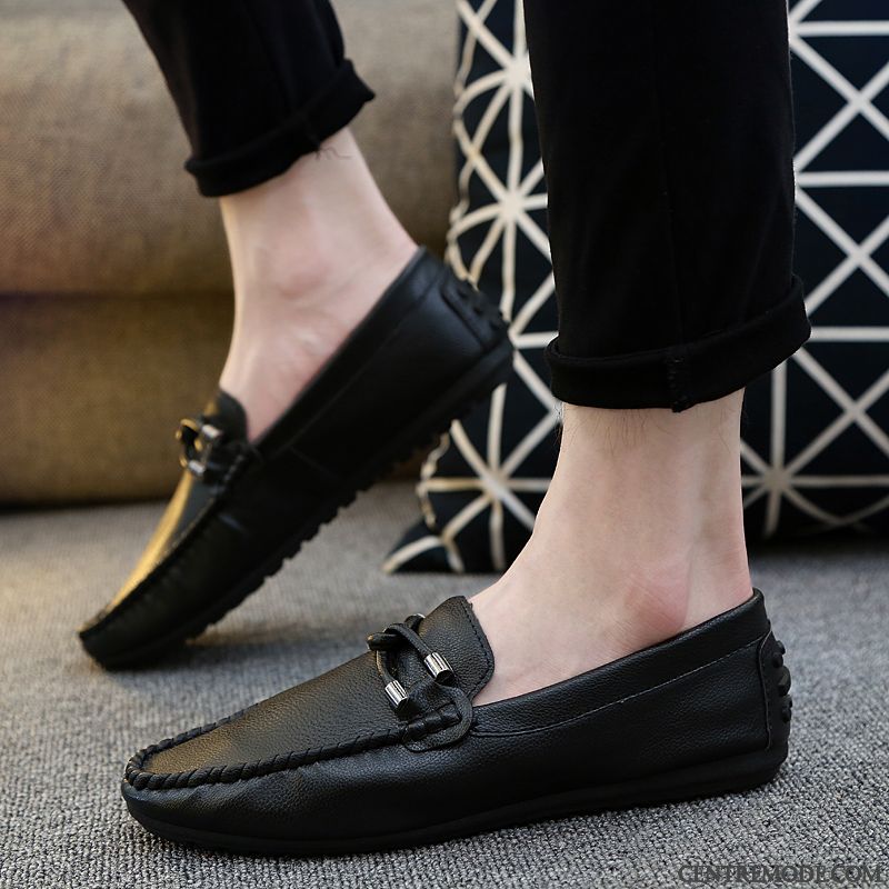 Mocassins Homme Tendance Décontractée Été Chaussures En Cuir Noir