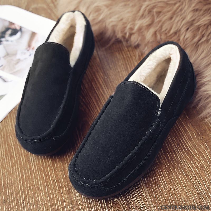 Mocassins Homme Tendance Hiver Chauds Plus De Velours De Boîtier Décontractée Jaune