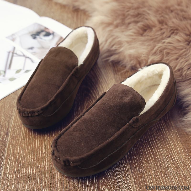 Mocassins Homme Tendance Hiver Chauds Plus De Velours De Boîtier Décontractée Jaune