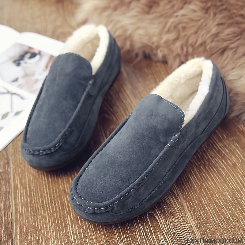 Mocassins Homme Tendance Hiver Chauds Plus De Velours De Boîtier Décontractée Jaune