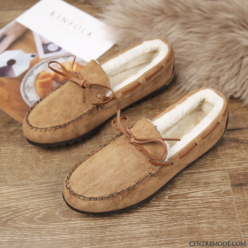 Mocassins Homme Tendance Hiver Chauds Plus De Velours De Boîtier Décontractée Jaune