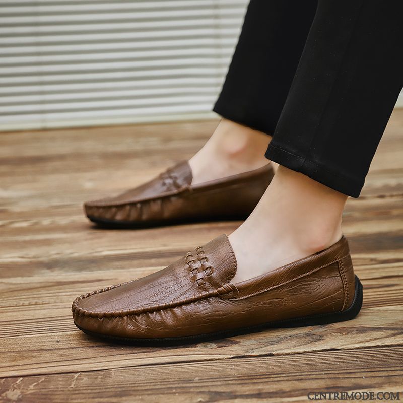 Mocassins Homme Tendance Personnalité Décontractée Slip-on Flâneurs Chaussures En Cuir Marron Marron