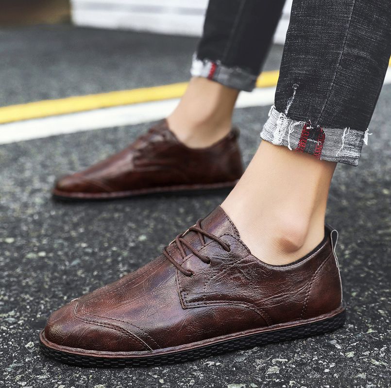 Mocassins Homme Tendance Printemps Chaussures En Cuir Noir Rouge