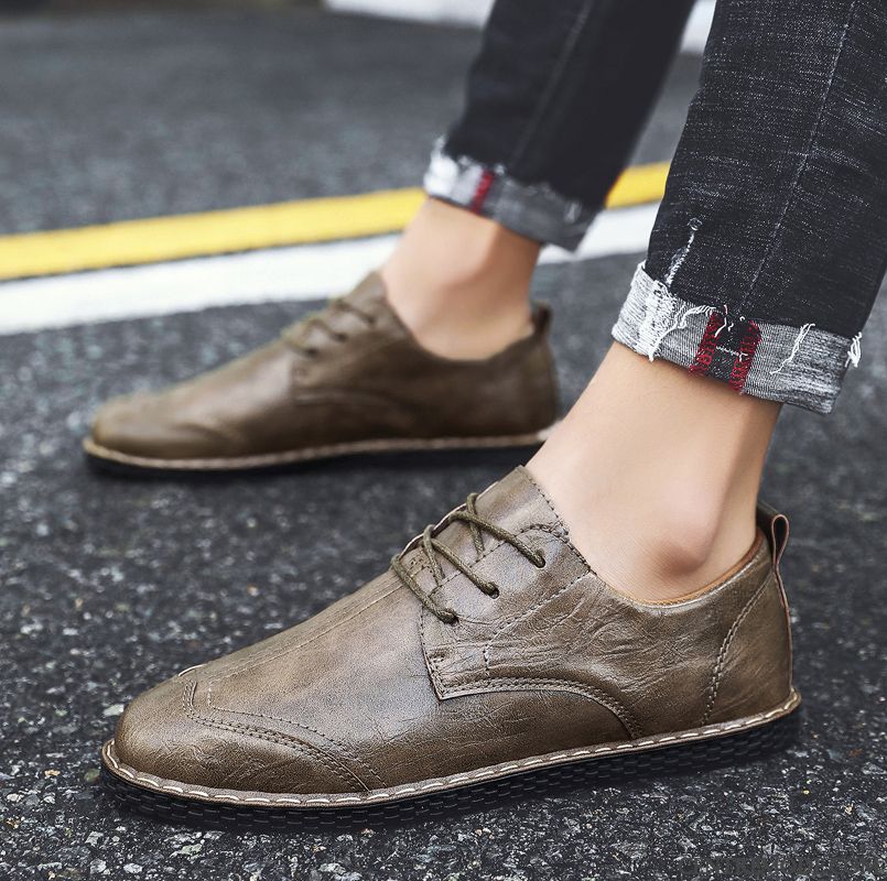 Mocassins Homme Tendance Printemps Chaussures En Cuir Noir Rouge