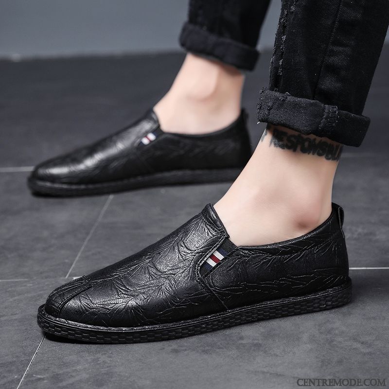 Mocassins Homme Tendance Été Tous Les Assortis Angleterre Décontractée Chaussures En Cuir Gris