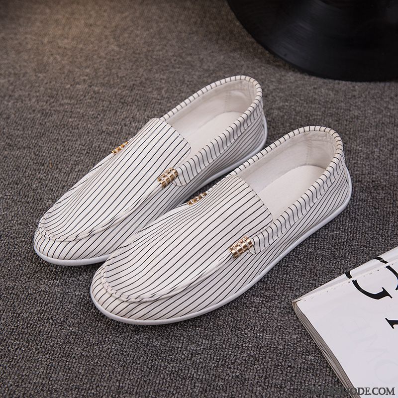 Mocassins Homme Toile Slip-on Flâneurs Été Printemps Respirant Blanc