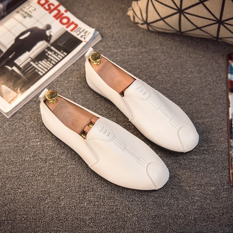 Mocassins Homme Toile Slip-on Flâneurs Été Printemps Respirant Blanc