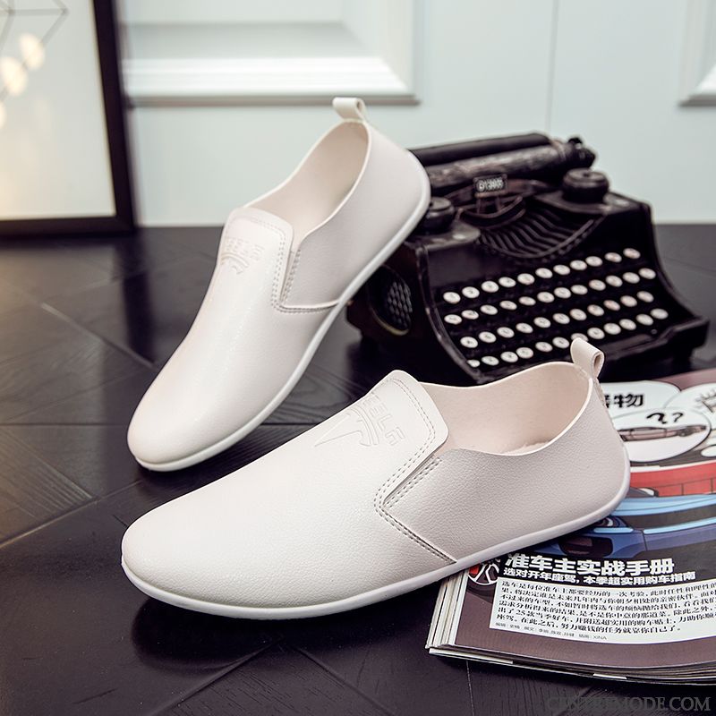 Mocassins Homme Toile Slip-on Flâneurs Été Printemps Respirant Blanc