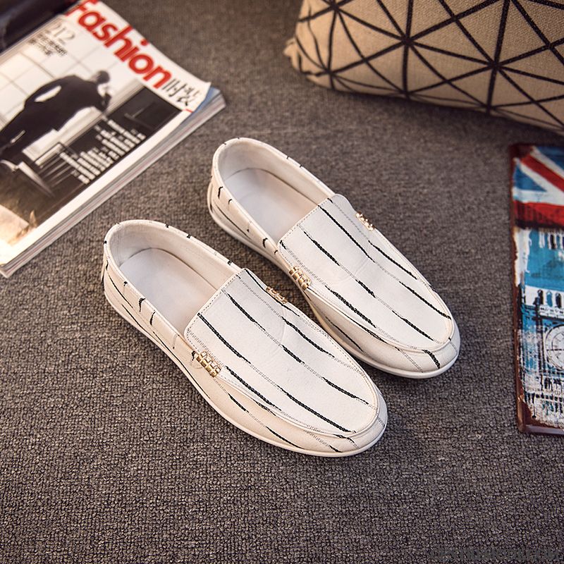 Mocassins Homme Toile Slip-on Flâneurs Été Printemps Respirant Blanc