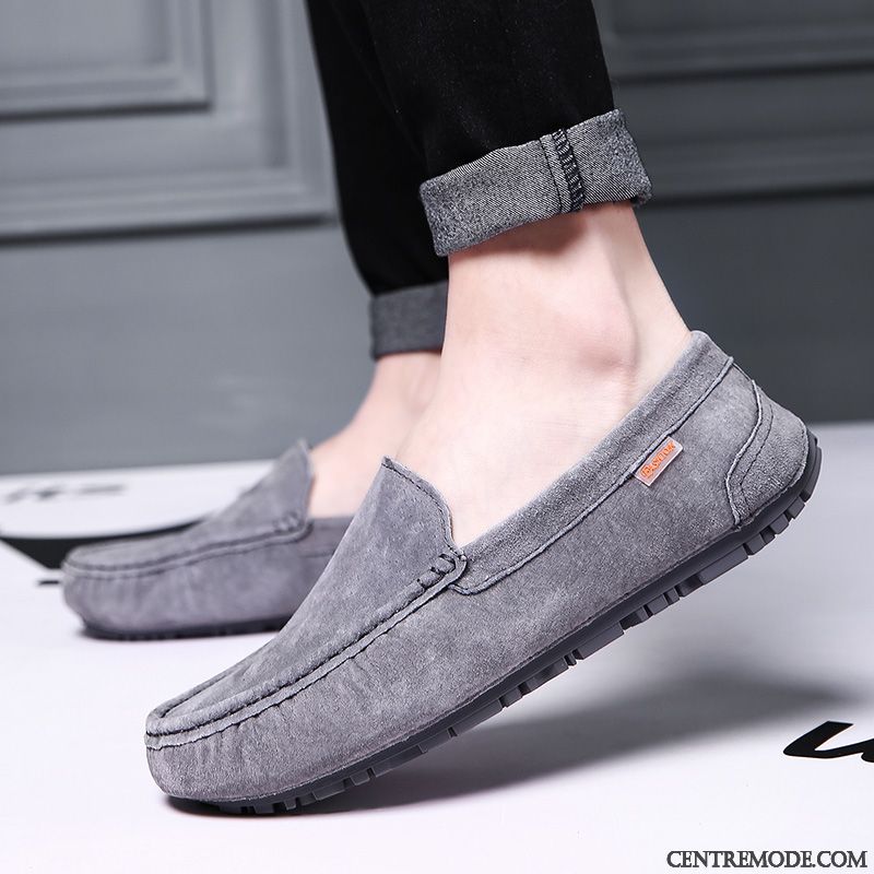 Mocassins Homme Tous Les Assortis Chaussures En Cuir Été Respirant Tendance Cuir Véritable Noir