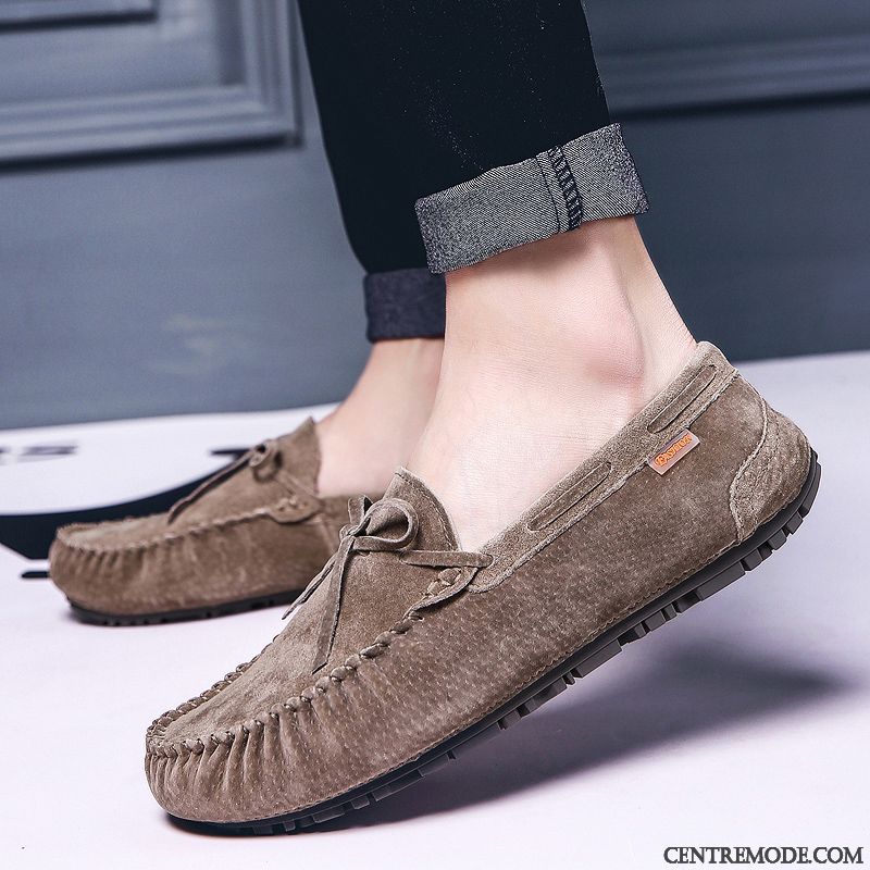 Mocassins Homme Tous Les Assortis Chaussures En Cuir Été Respirant Tendance Cuir Véritable Noir