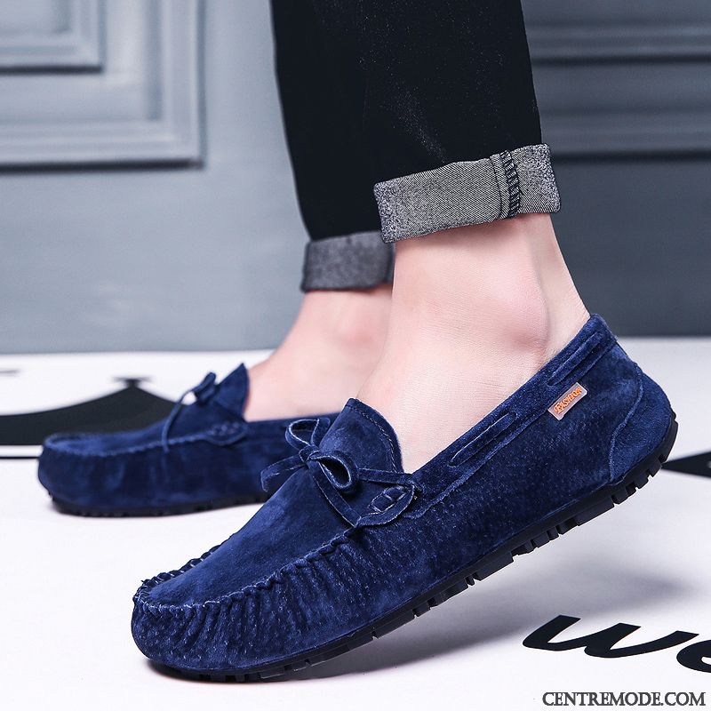 Mocassins Homme Tous Les Assortis Chaussures En Cuir Été Respirant Tendance Cuir Véritable Noir
