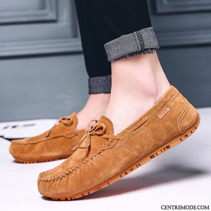 Mocassins Homme Tous Les Assortis Chaussures En Cuir Été Respirant Tendance Cuir Véritable Noir