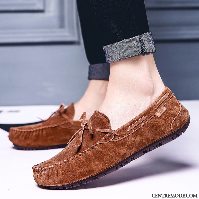 Mocassins Homme Tous Les Assortis Chaussures En Cuir Été Respirant Tendance Cuir Véritable Noir