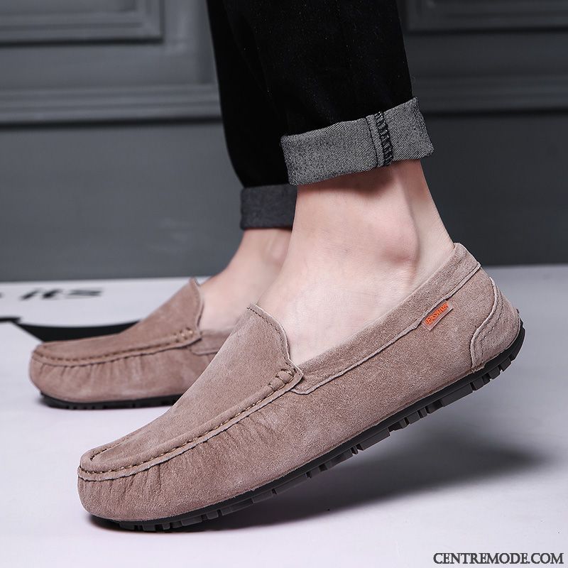 Mocassins Homme Tous Les Assortis Chaussures En Cuir Été Respirant Tendance Cuir Véritable Noir