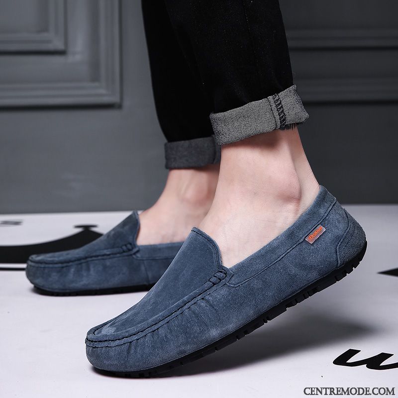 Mocassins Homme Tous Les Assortis Chaussures En Cuir Été Respirant Tendance Cuir Véritable Noir