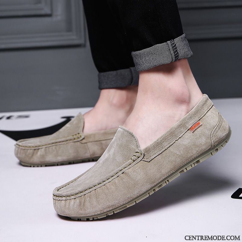 Mocassins Homme Tous Les Assortis Chaussures En Cuir Été Respirant Tendance Cuir Véritable Noir