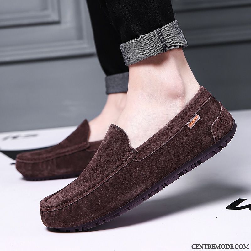 Mocassins Homme Tous Les Assortis Chaussures En Cuir Été Respirant Tendance Cuir Véritable Noir