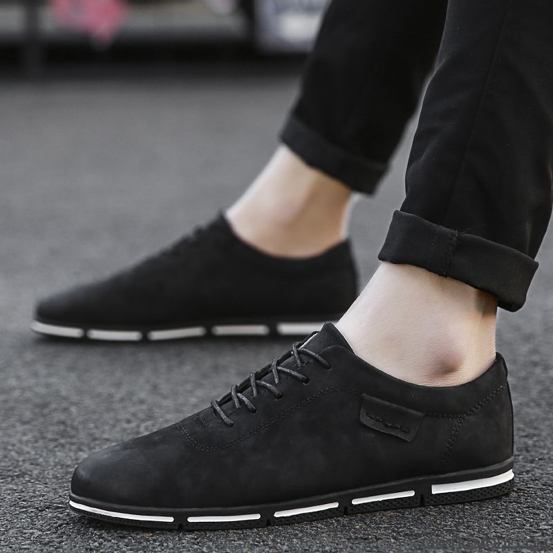 Mocassins Homme Tous Les Assortis Plus De Velours Chauds Décontractée Angleterre Chaussures En Cuir Noir