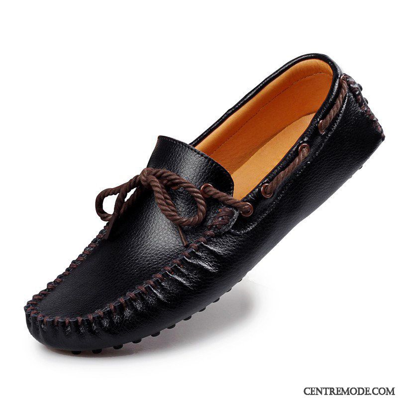 Mocassins Homme Été Flâneurs Chaussures En Cuir Décontractée Tendance Respirant Blanc
