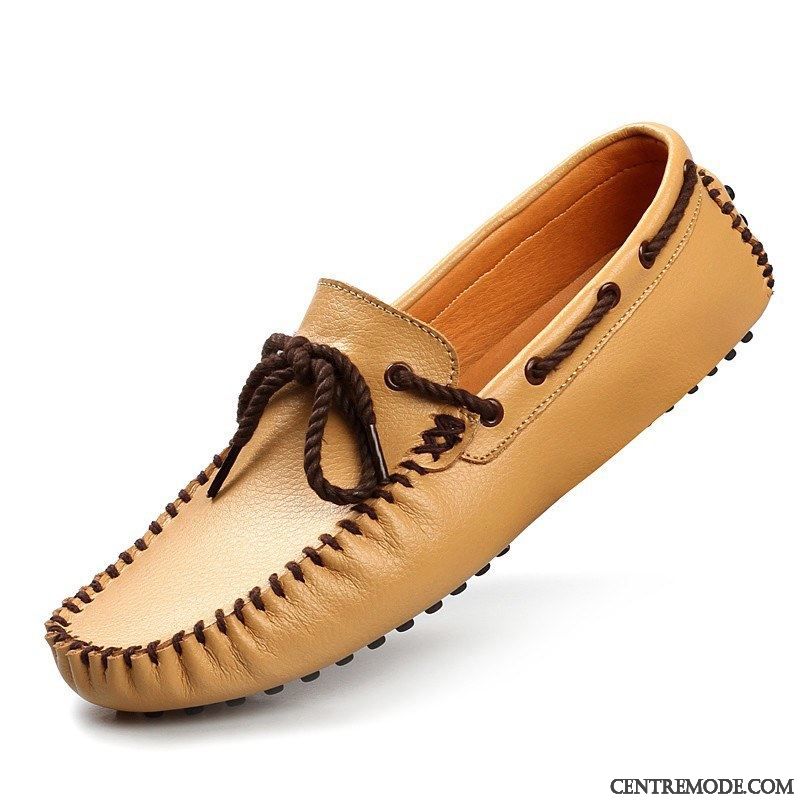 Mocassins Homme Été Flâneurs Chaussures En Cuir Décontractée Tendance Respirant Blanc