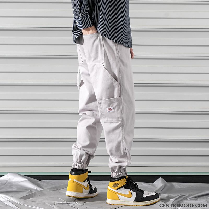Pantalon Cargo Homme Baggy Décontractée Grande Taille Serrés Gras Élastique Noir