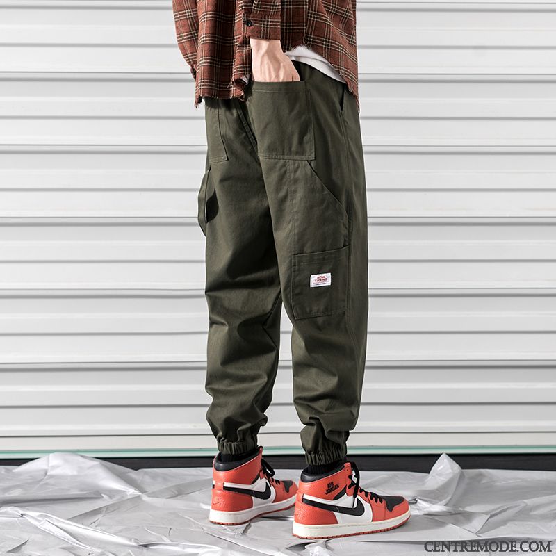 Pantalon Cargo Homme Baggy Décontractée Grande Taille Serrés Gras Élastique Noir