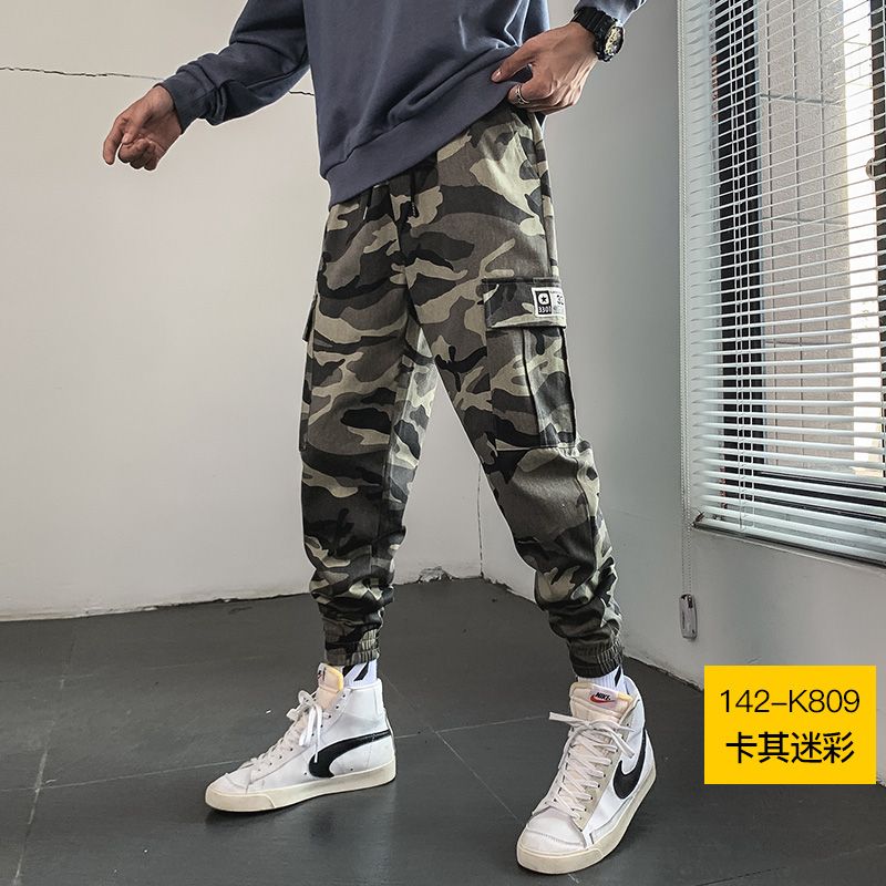 Pantalon Cargo Homme Camouflage Longue Tendance Été Sport Marque De Tendance Noir