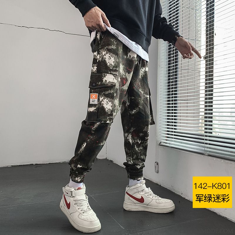 Pantalon Cargo Homme Camouflage Longue Tendance Été Sport Marque De Tendance Noir