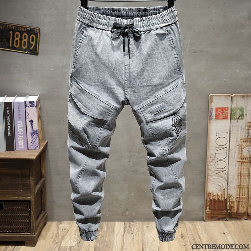 Pantalon Cargo Homme Décontractée Baggy Été Harlan Élastique Serrés Gris