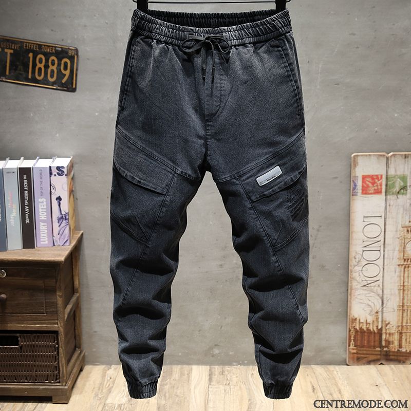 Pantalon Cargo Homme Décontractée Baggy Été Harlan Élastique Serrés Gris