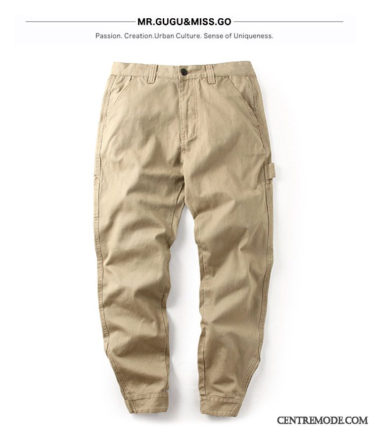 Pantalon Cargo Homme Décontractée Serrés Tendance Marque De Tendance Kaki