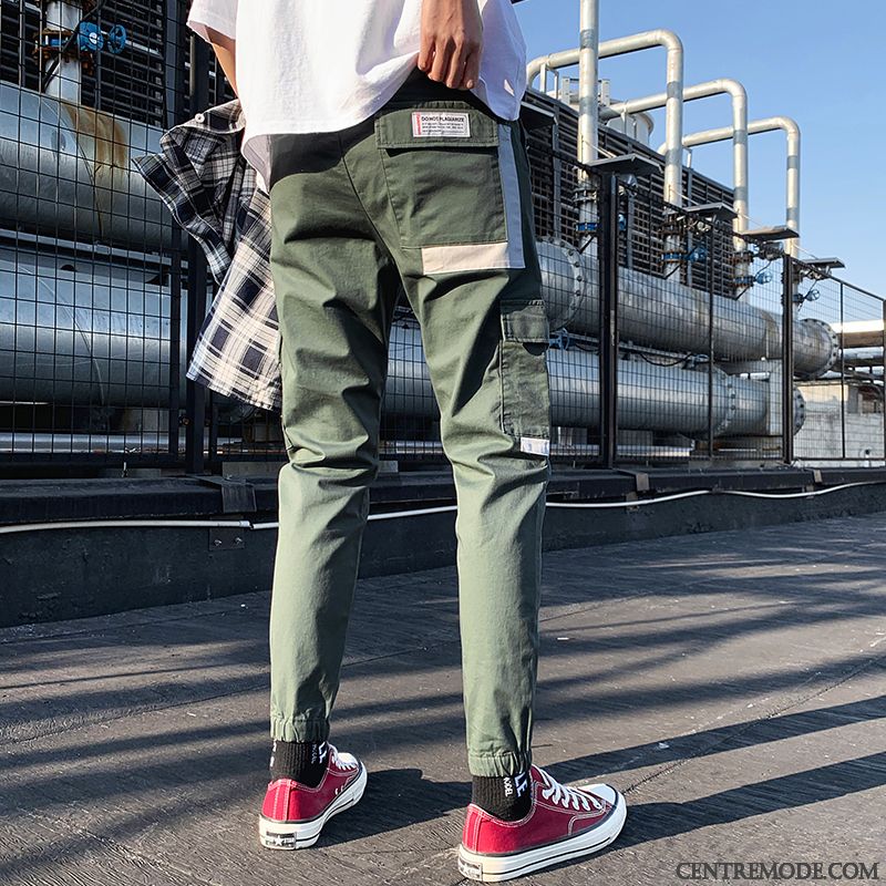 Pantalon Cargo Homme Décontractée Tendance Été Slim Marque De Tendance Légère Rouge Gris