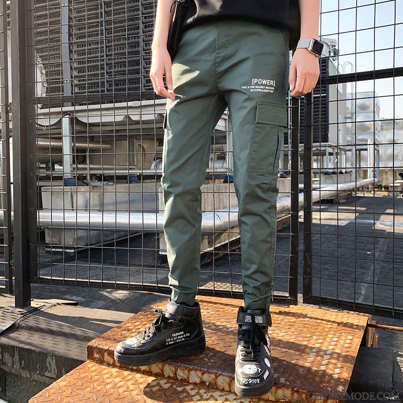 Pantalon Cargo Homme Décontractée Tendance Été Slim Marque De Tendance Légère Rouge Gris