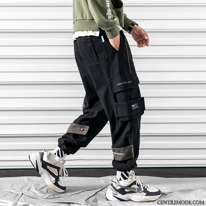 Pantalon Cargo Homme Harlan Décontractée Hip Hop Marque De Tendance Gras Baggy Noir