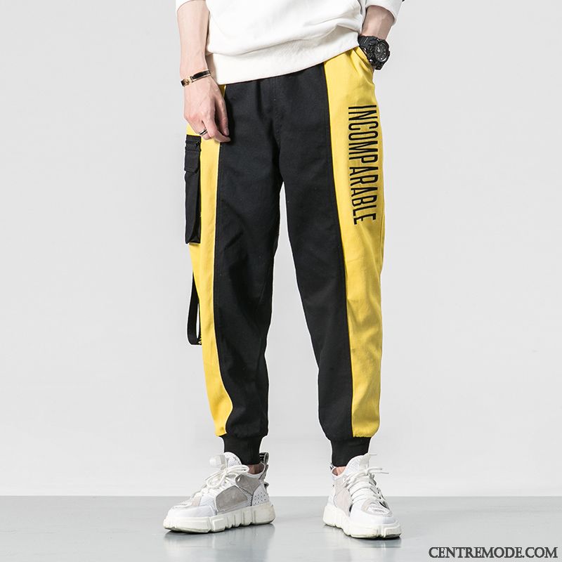 Pantalon Cargo Homme Hip Hop Baggy Harlan Grande Taille Tendance Serrés Noir Jaune