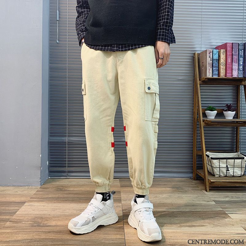 Pantalon Cargo Homme Hip Hop Les Pantalons De Survêtement Tendance Marque De Tendance Printemps Serrés Noir