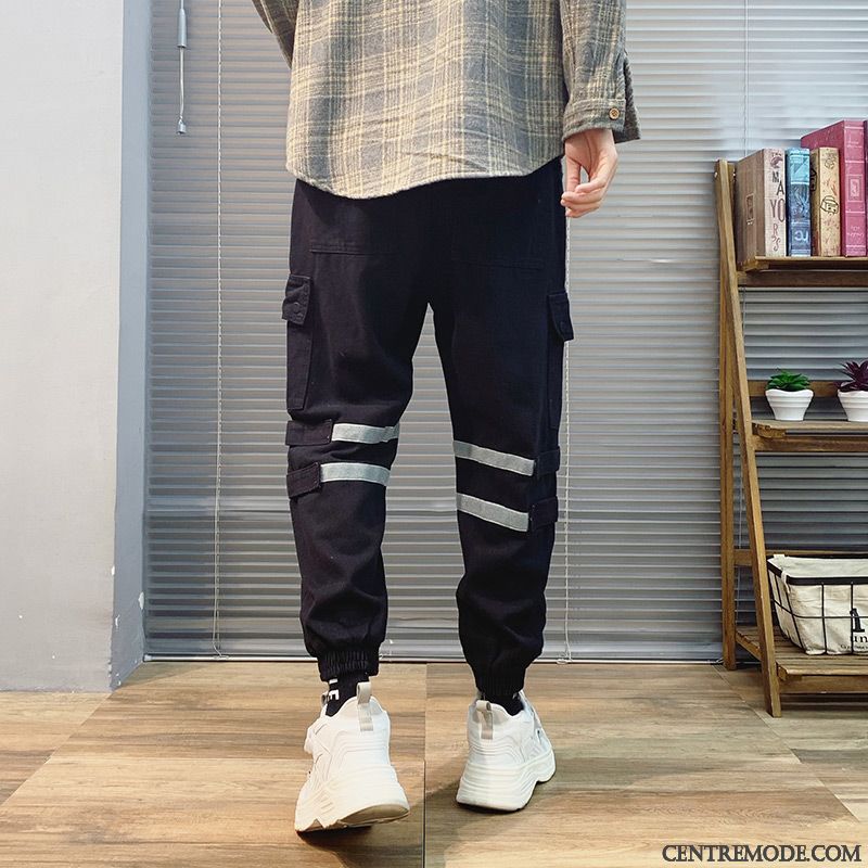 Pantalon Cargo Homme Hip Hop Les Pantalons De Survêtement Tendance Marque De Tendance Printemps Serrés Noir