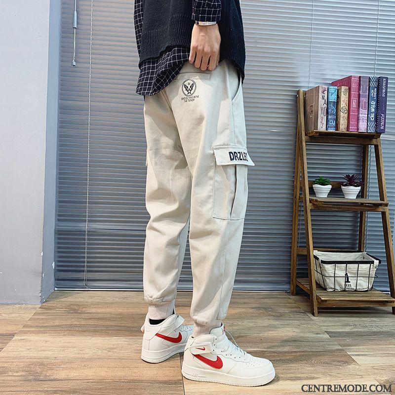 Pantalon Cargo Homme Hip Hop Les Pantalons De Survêtement Tendance Marque De Tendance Printemps Serrés Noir