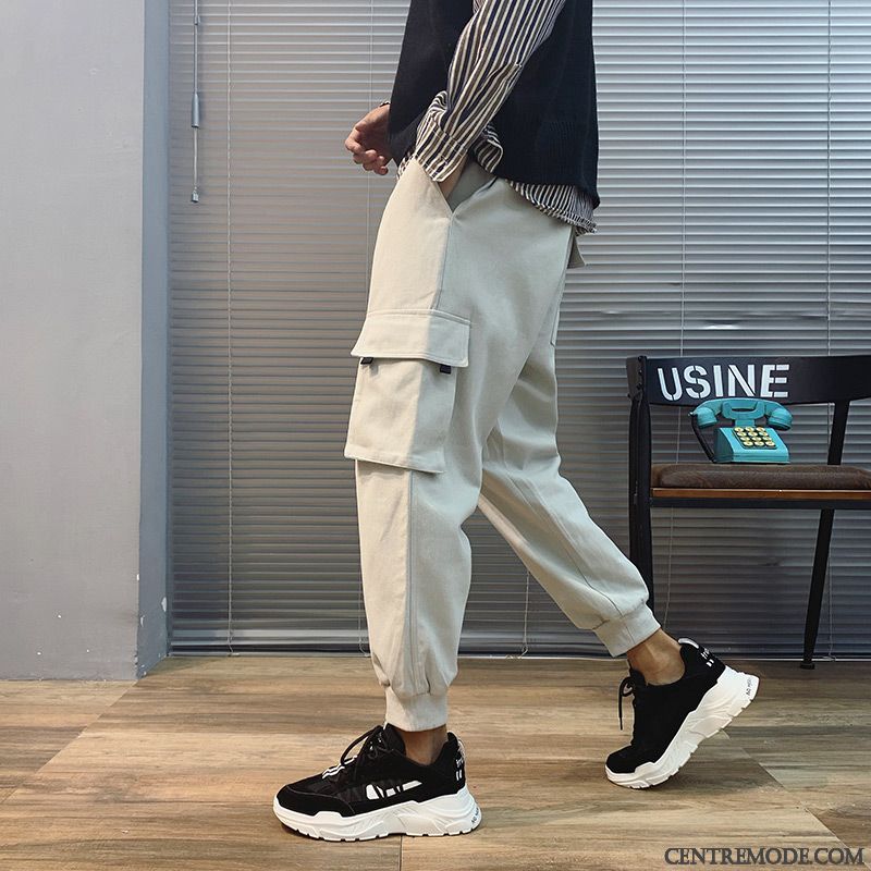 Pantalon Cargo Homme Hip Hop Les Pantalons De Survêtement Tendance Marque De Tendance Printemps Serrés Noir