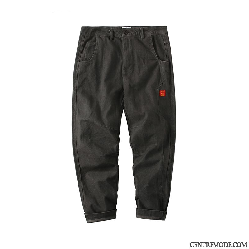 Pantalon Cargo Homme Hiver Jambe Droite Ultra Marque De Tendance L'automne Baggy Pure Gris
