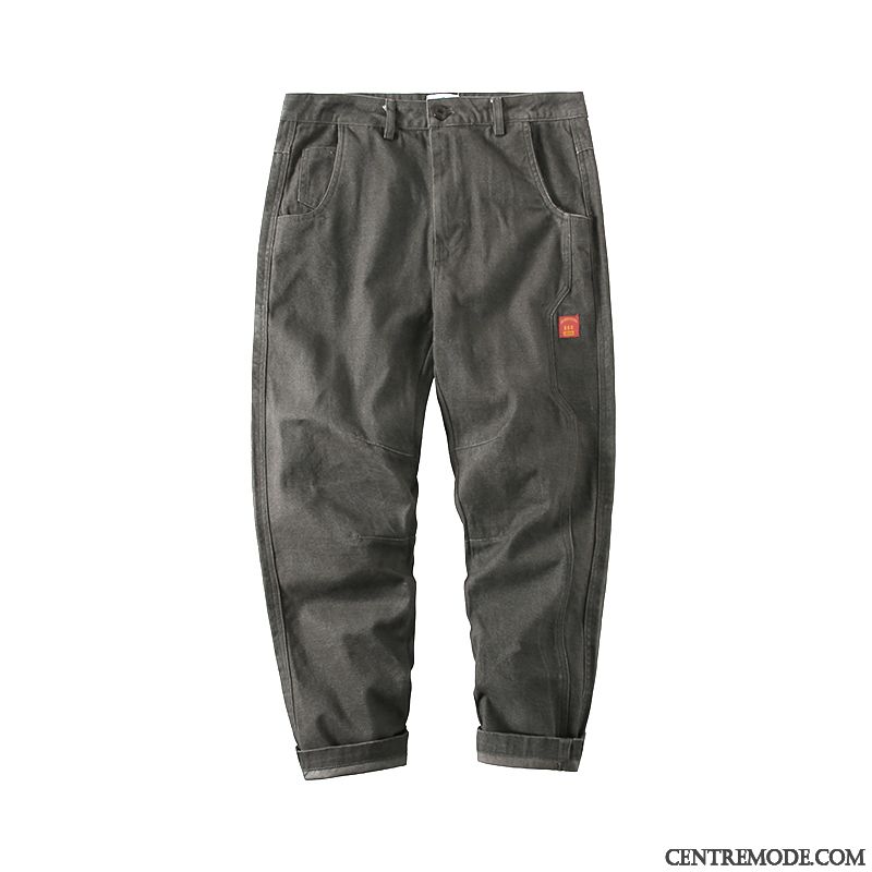 Pantalon Cargo Homme Hiver Jambe Droite Ultra Marque De Tendance L'automne Baggy Pure Gris