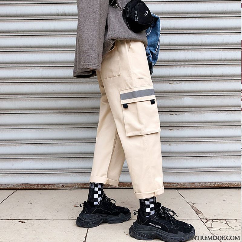 Pantalon Cargo Homme Jambe Droite Baggy Pantalons Tendance Marque De Tendance Vert